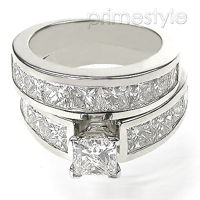 Home  Rings  Bridal Sets  6.00CT Princess Cut Diamond Bridal Set